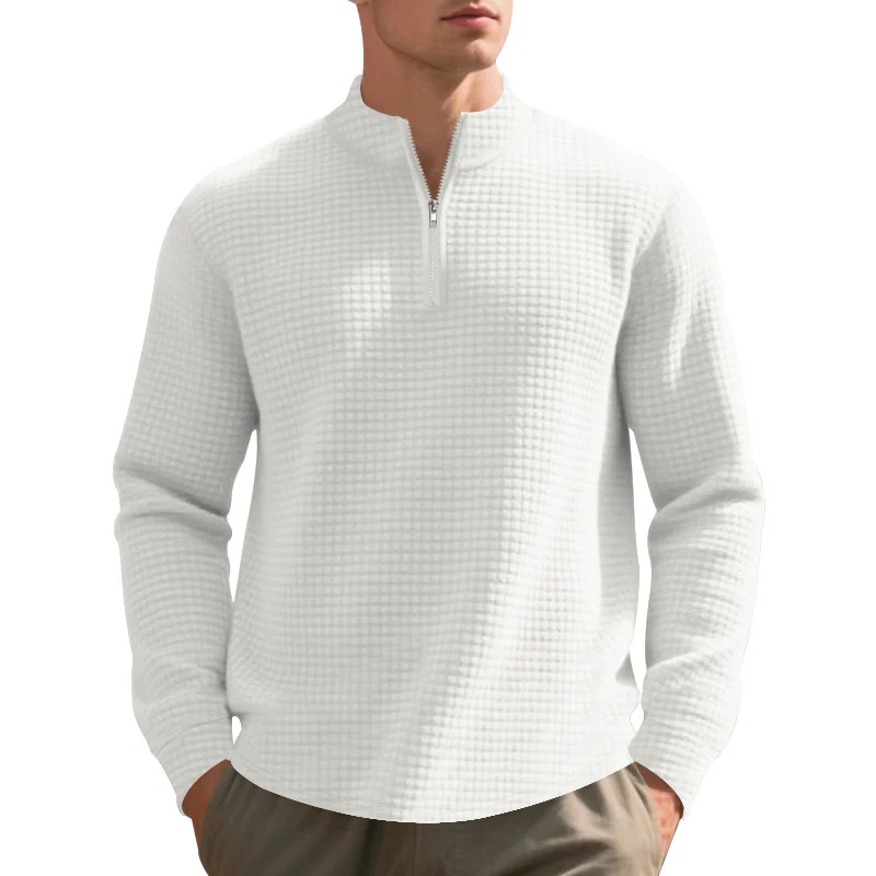 Fashion Half Zipper Small Square Sweepshirt Men's Spring And Autumn Vertical Collar — image 8