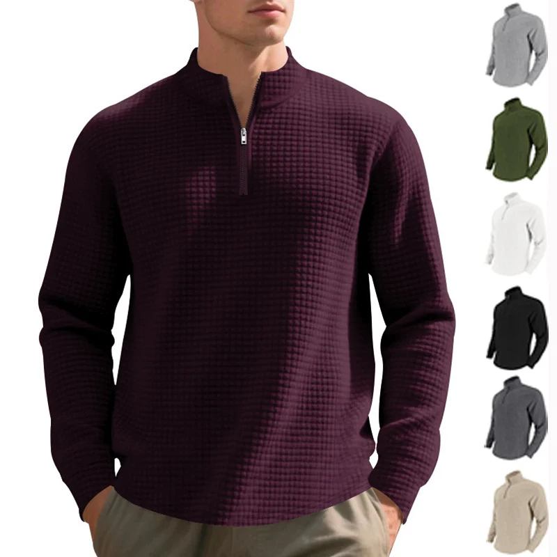 Fashion Half Zipper Small Square Sweepshirt Men's Spring And Autumn Vertical Collar — image 4