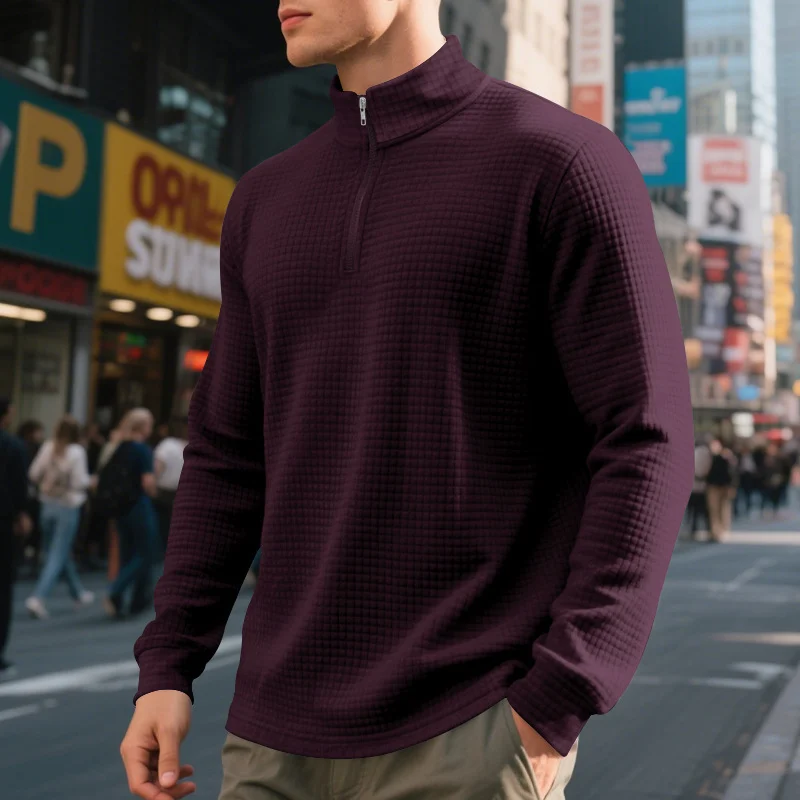 Fashion Half Zipper Small Square Sweepshirt Men's Spring And Autumn Vertical Collar — image 10