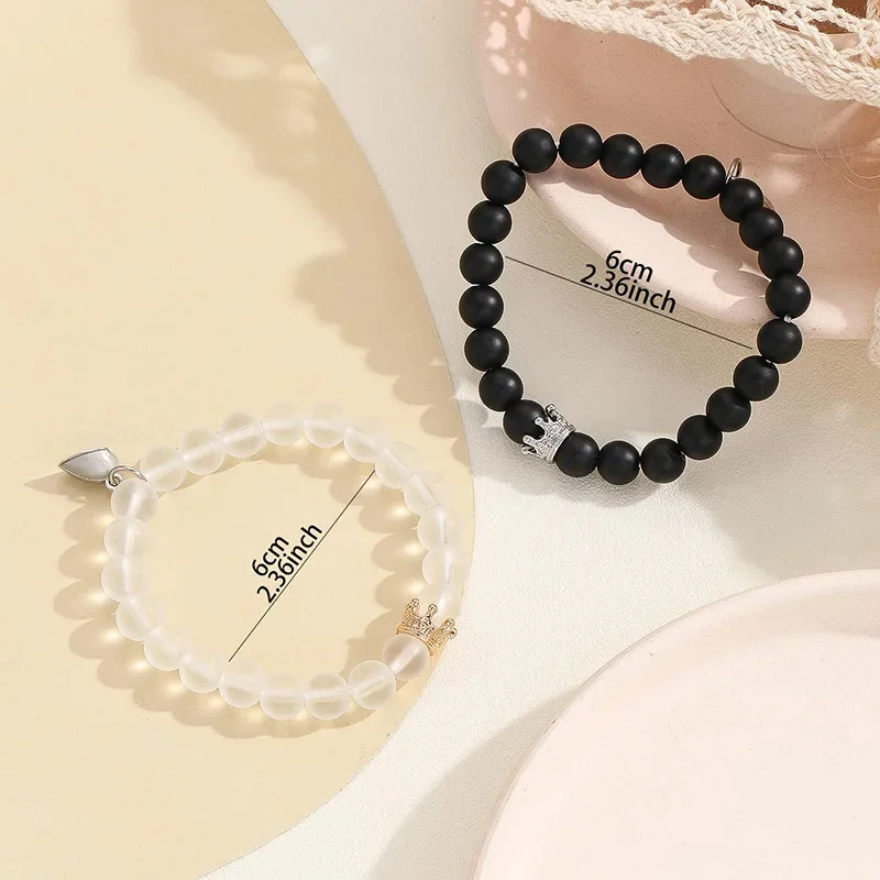 Fashion Jewelry 2pcs Handmade Crown Beaded Charms Bracelet Luminou Heart Glow In The… — image 2