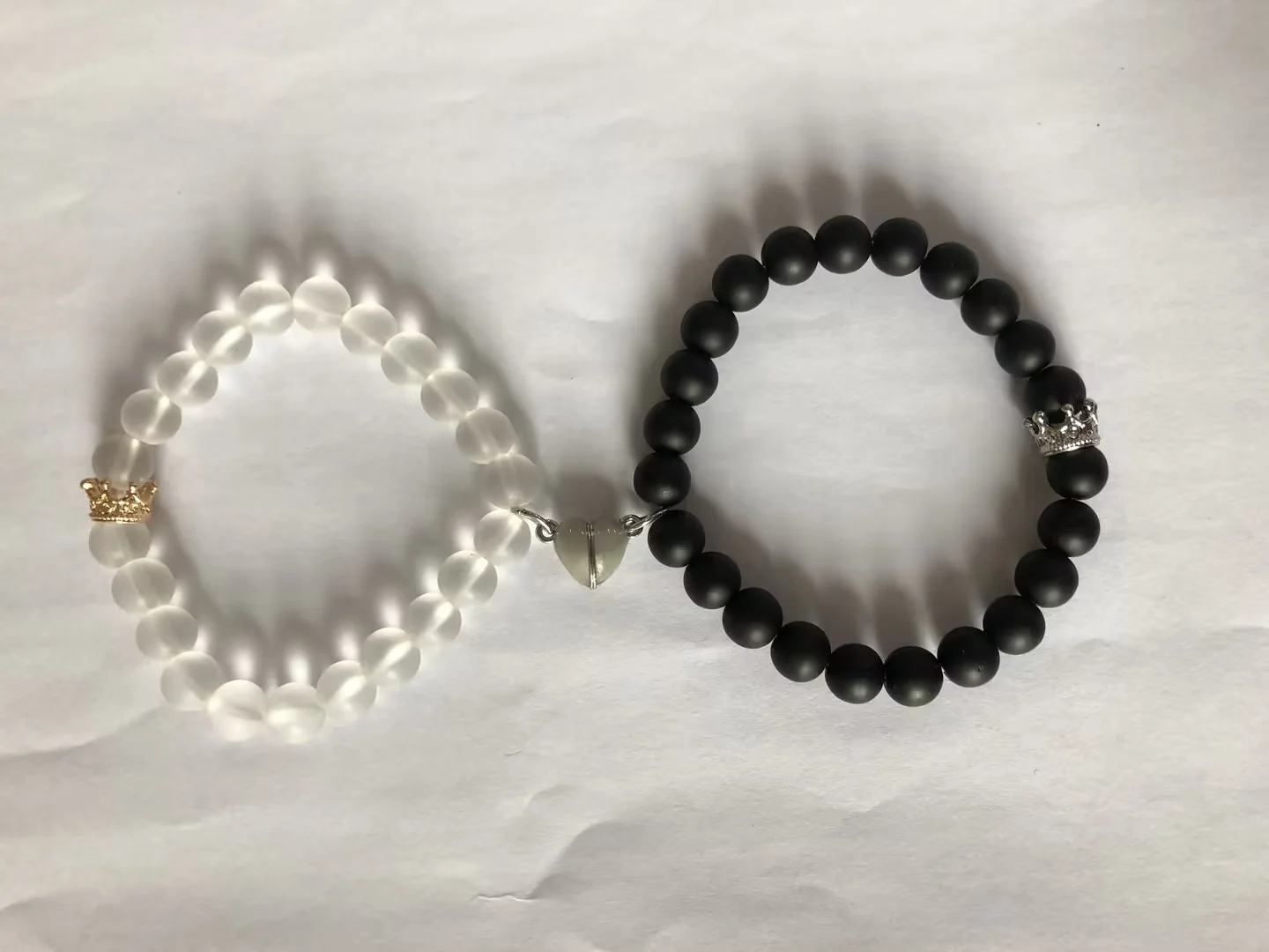 Fashion Jewelry 2pcs Handmade Crown Beaded Charms Bracelet Luminou Heart Glow In The… — image 1