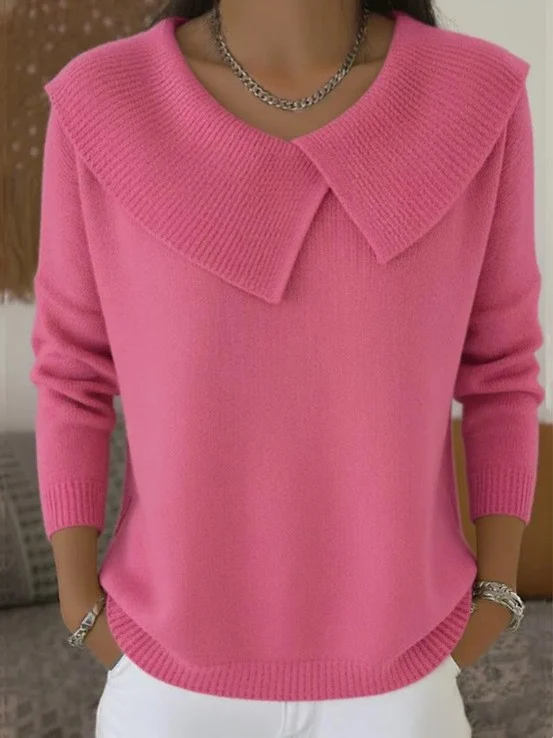 Fashion Korean Retro Playful Temperament Slim Lapel Sweater Knitted Lazy — image 9