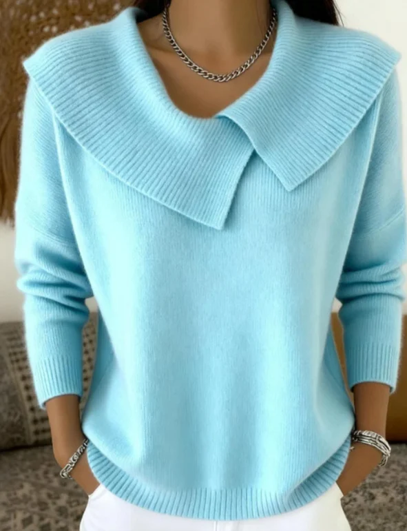 Fashion Korean Retro Playful Temperament Slim Lapel Sweater Knitted Lazy — image 7