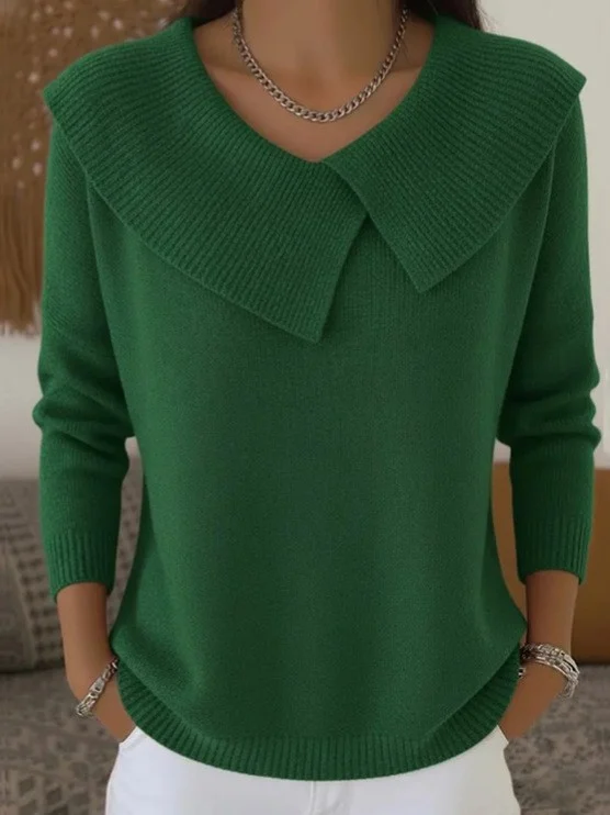 Fashion Korean Retro Playful Temperament Slim Lapel Sweater Knitted Lazy — image 11