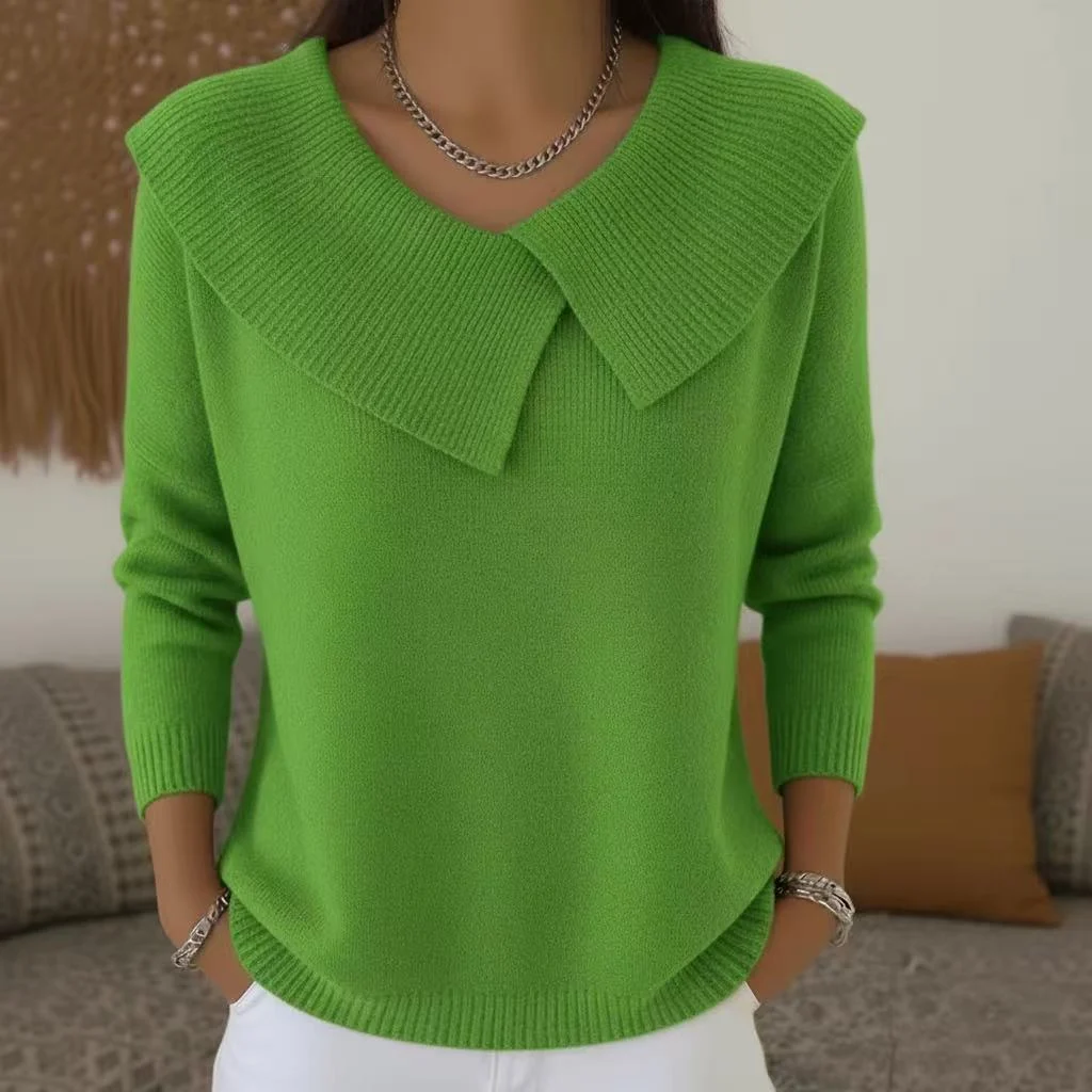 Fashion Korean Retro Playful Temperament Slim Lapel Sweater Knitted Lazy — image 13