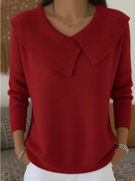 Fashion Korean Retro Playful Temperament Slim Lapel Sweater Knitted Lazy — image 10