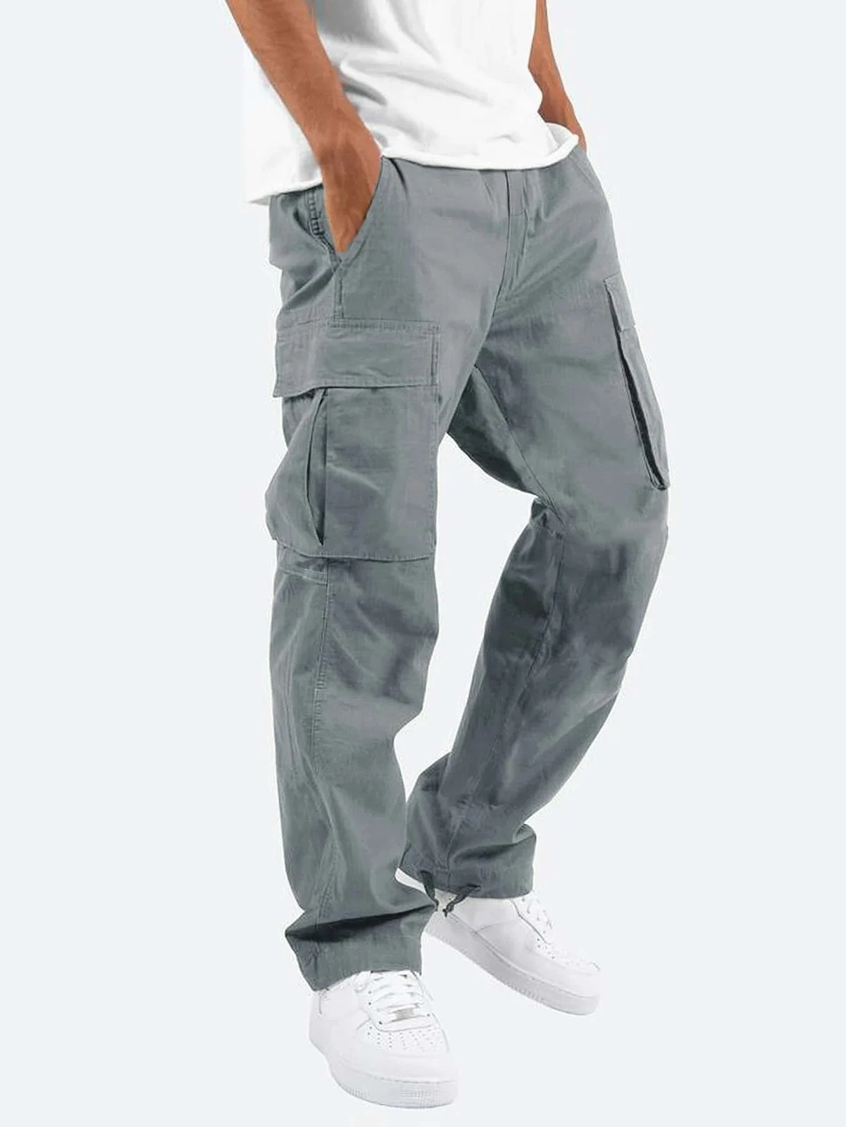 Fashion New Men's Workwear Casual Pants Independent Station Drawstring Multi-pocket Long — image 4