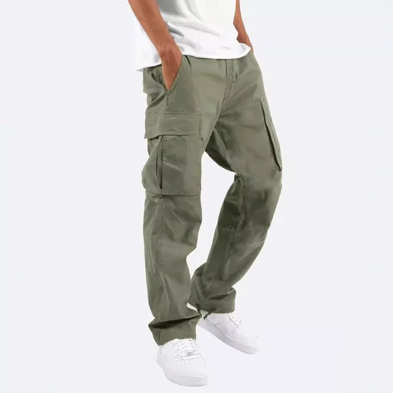 Fashion New Men's Workwear Casual Pants Independent Station Drawstring Multi-pocket Long — image 7