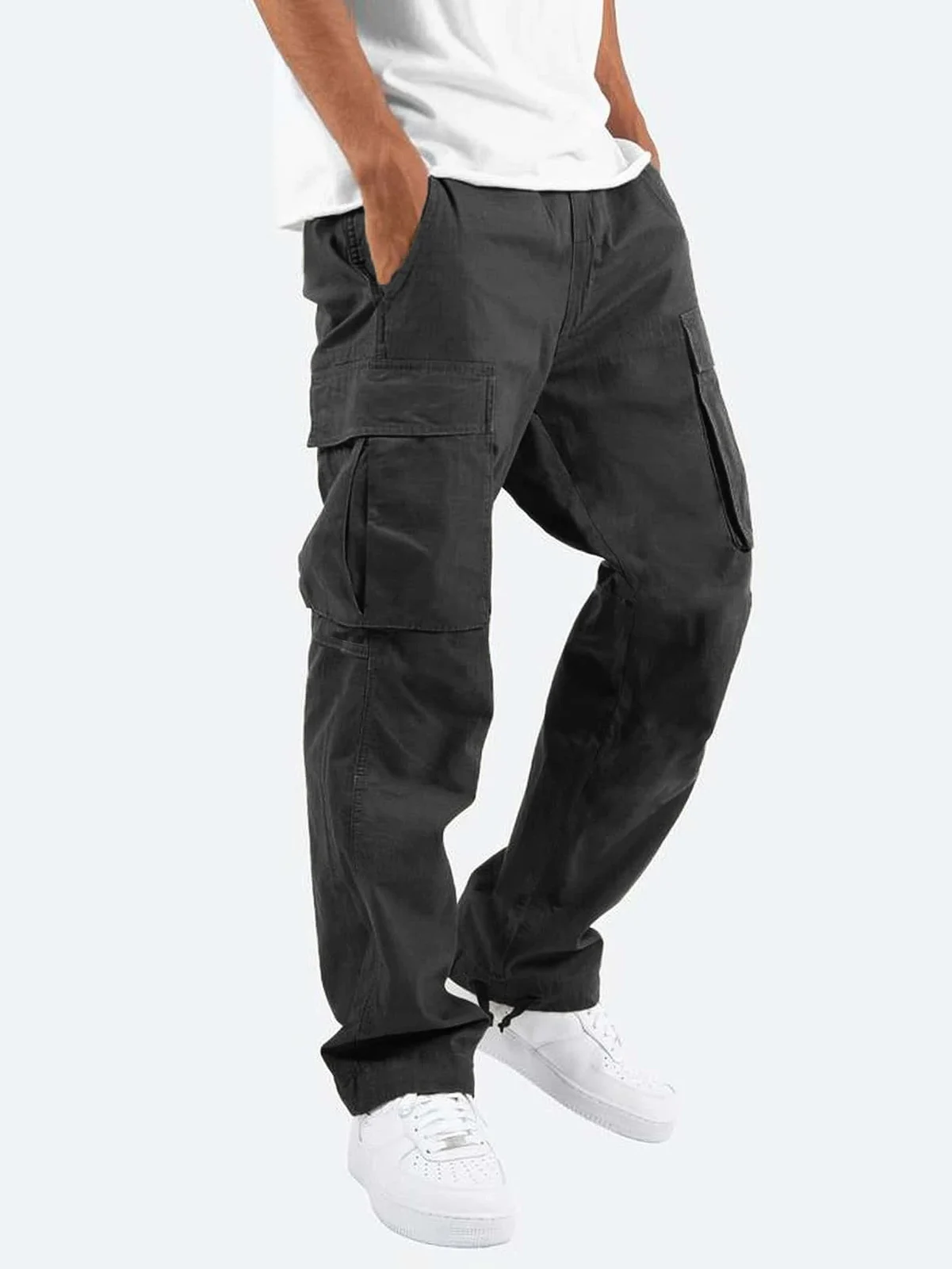 Fashion New Men's Workwear Casual Pants Independent Station Drawstring Multi-pocket Long — image 3