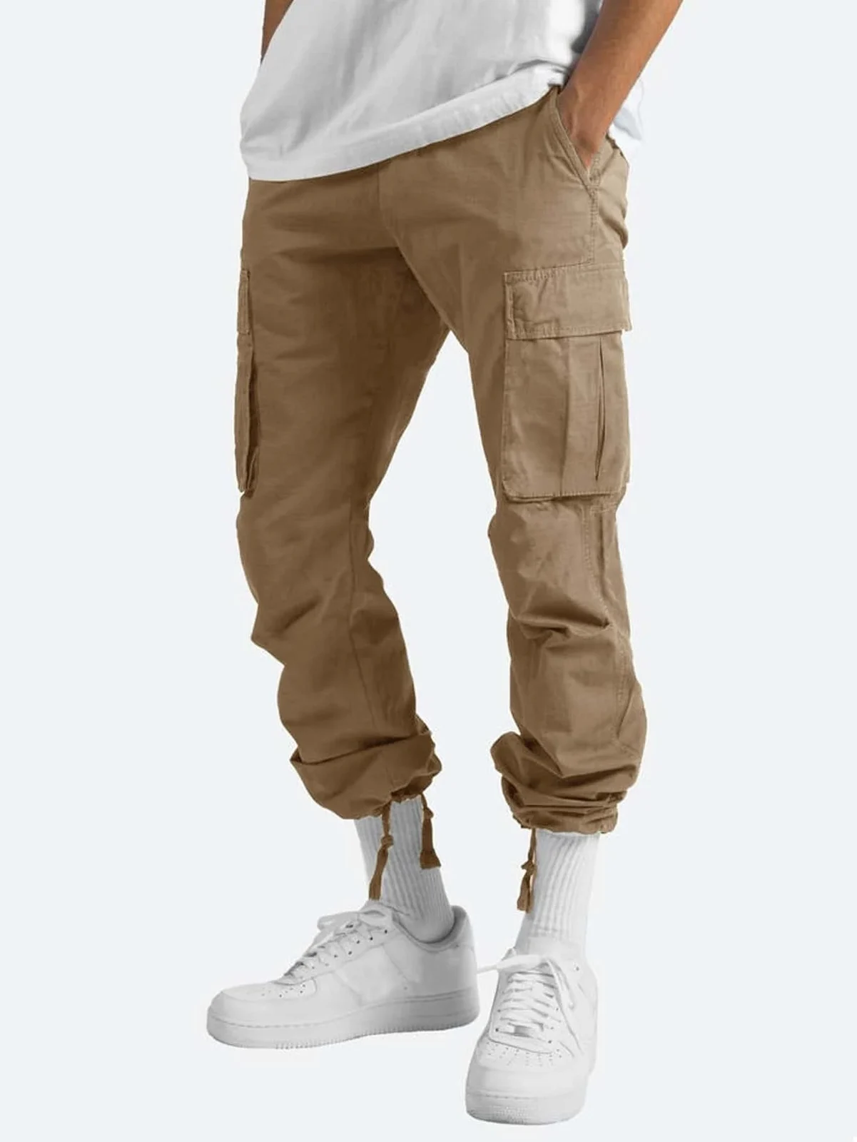 Fashion New Men's Workwear Casual Pants Independent Station Drawstring Multi-pocket Long — image 9