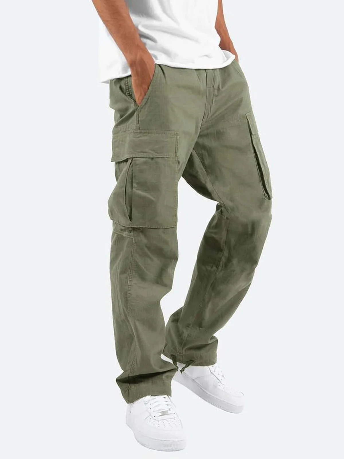 Fashion New Men's Workwear Casual Pants Independent Station Drawstring Multi-pocket Long — image 10