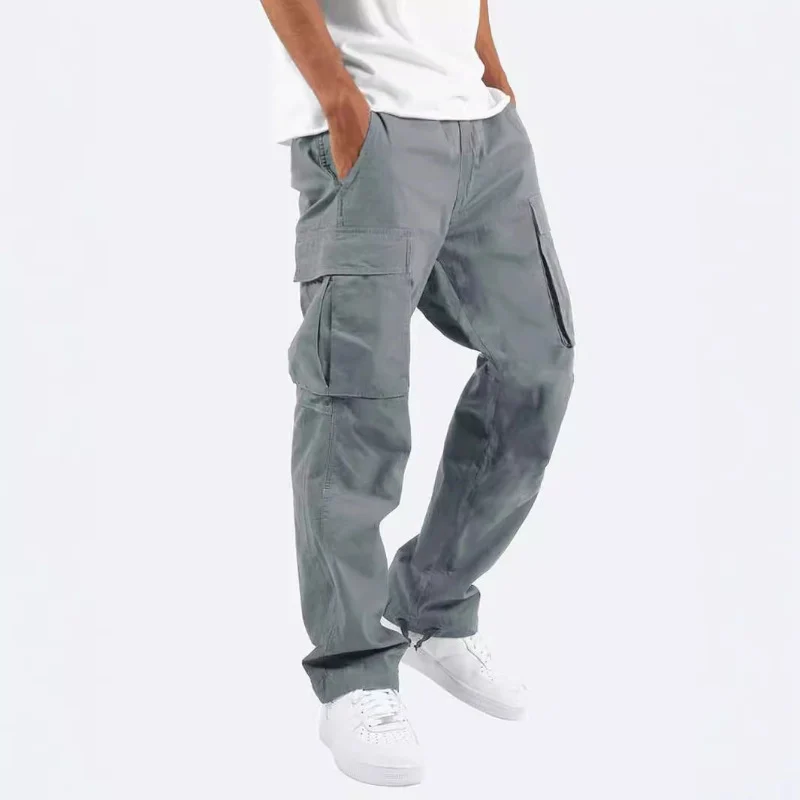 Fashion New Men's Workwear Casual Pants Independent Station Drawstring Multi-pocket Long — image 8