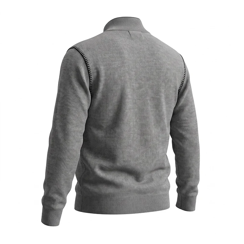Fashionable Casual Stand-collar Long-sleeved Sweater Men's Coat — image 7