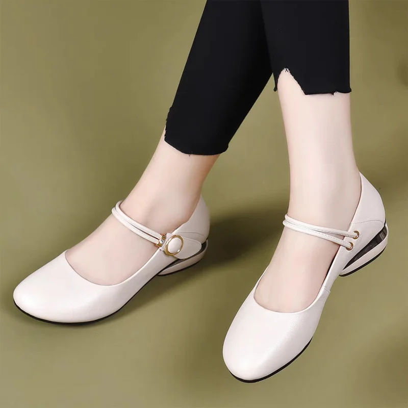 Fashionable Chunky-heel Flat Womens Shoes — image 2