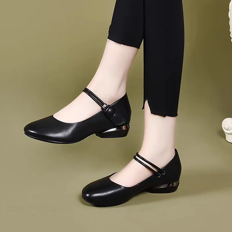Fashionable Chunky-heel Flat Womens Shoes — image 4