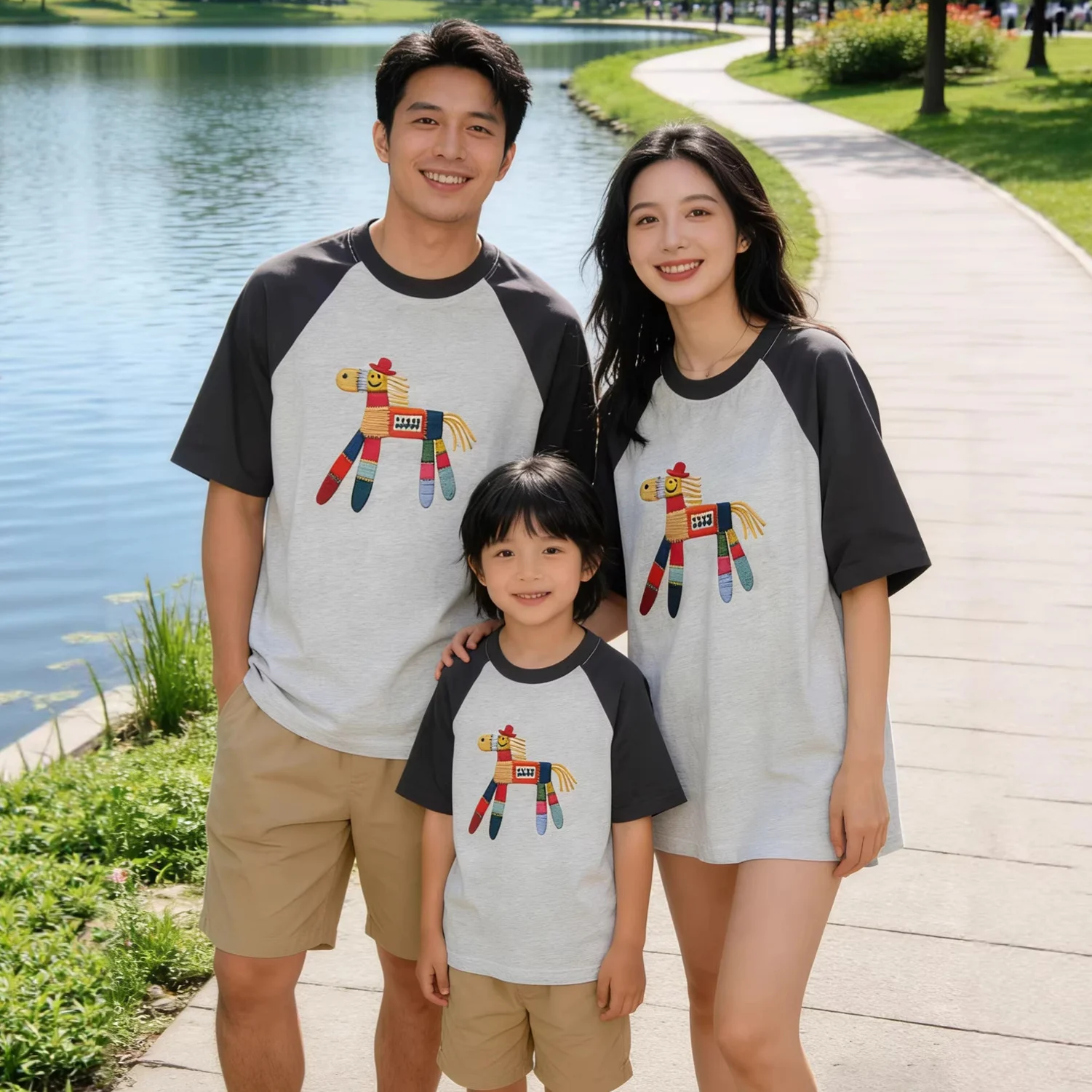 Fashionable Color-block Cartoon Loose-fit Plus-size T-shirt Set — image 6