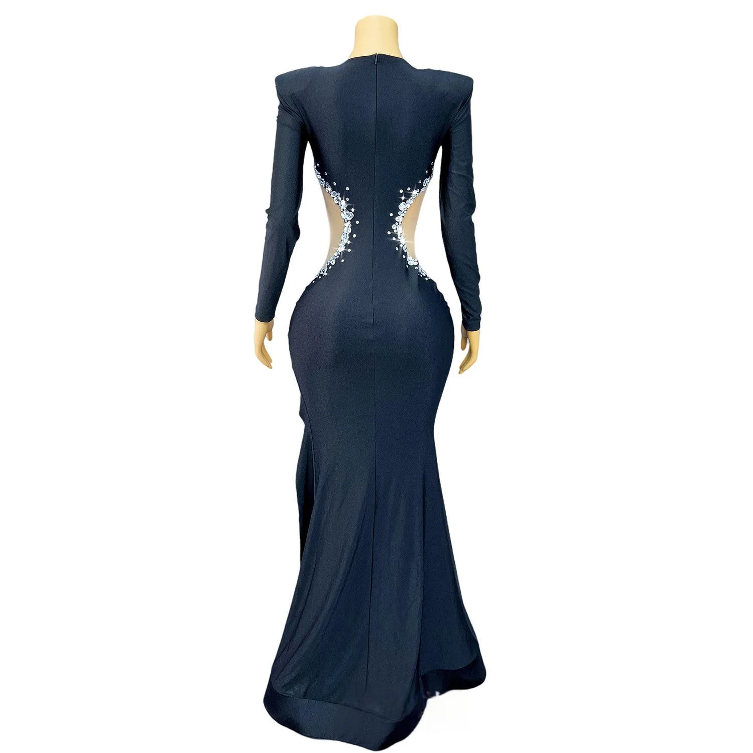 Fashionable Deep-v Sequin-embellished Bodycon Dress — image 3