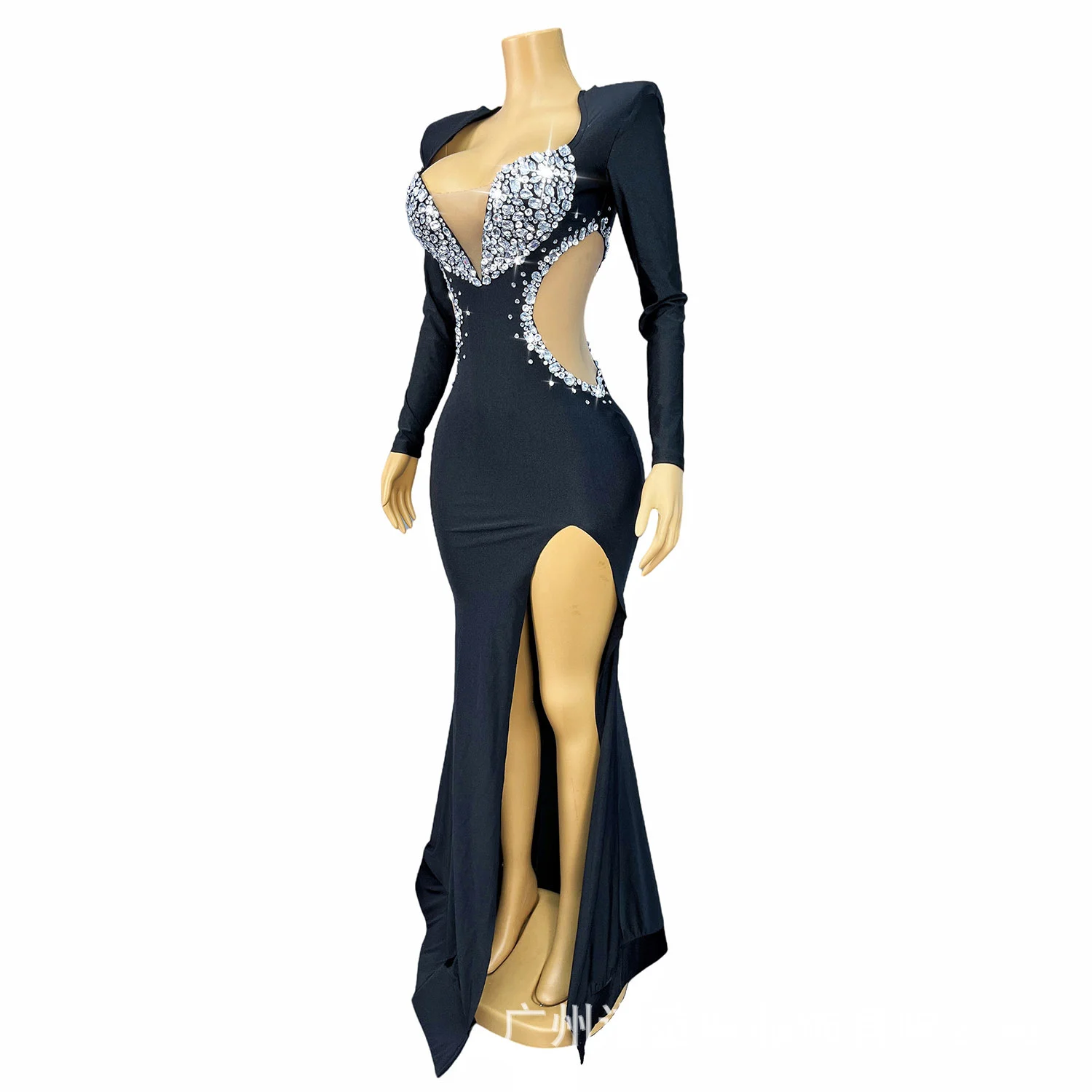 Fashionable Deep-v Sequin-embellished Bodycon Dress — image 2