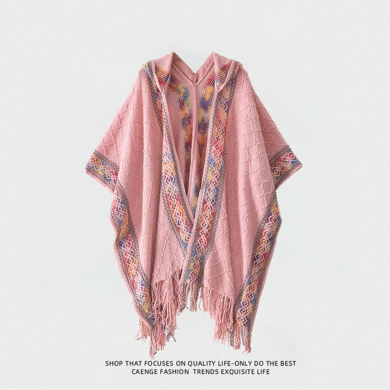 Fashionable Hooded Shawl For Women Ethnic Style — image 1