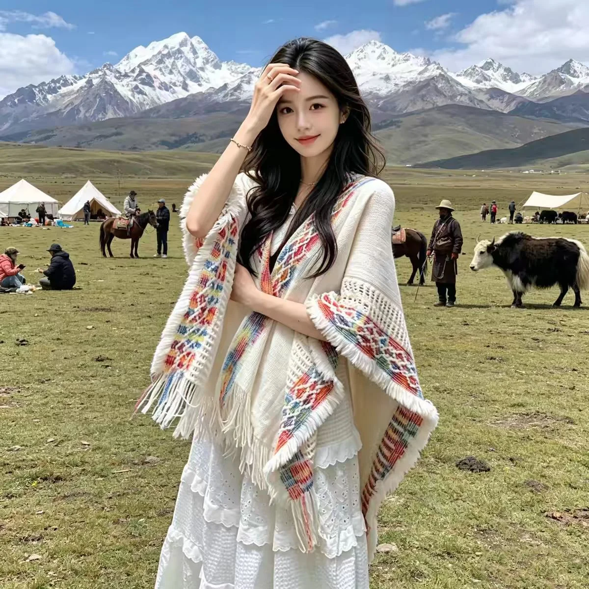 Fashionable Hooded Shawl For Women Ethnic Style — variant image