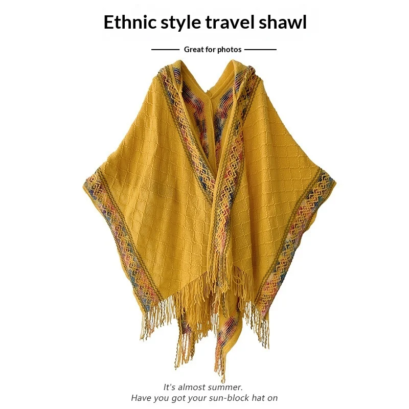 Fashionable Hooded Shawl For Women Ethnic Style — image 7
