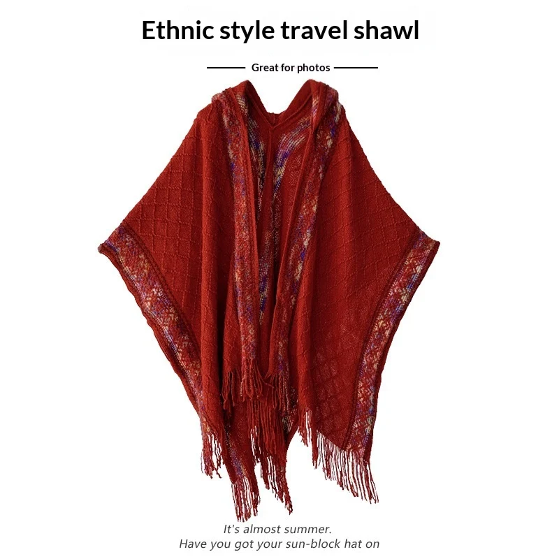 Fashionable Hooded Shawl For Women Ethnic Style — image 2