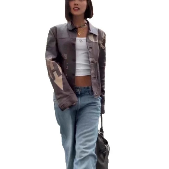 Fashionable Minimalist Versatile Printed Leather Short Jacket With Long Sleeves — image 5