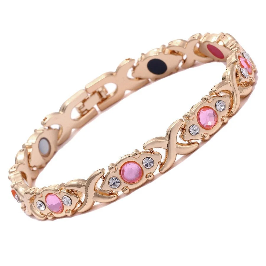 Fashionable Rose-gold Green-diamond Magnet Bracelet For Women — image 8