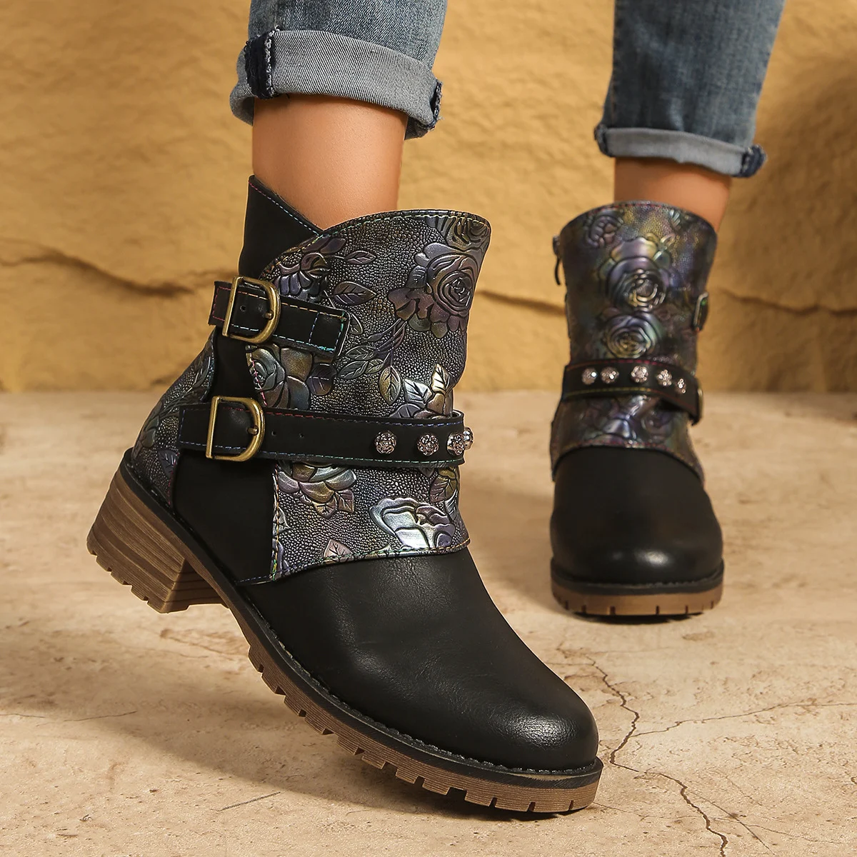 Fashionable Western Boots With Print For Women — image 5
