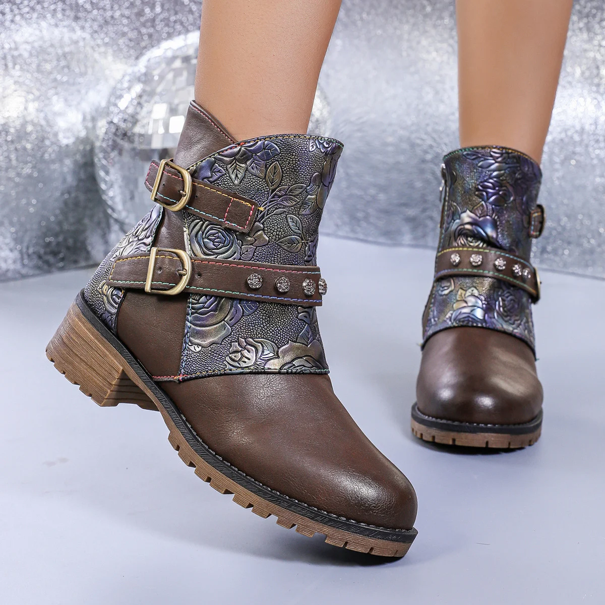 Fashionable Western Boots With Print For Women — image 2