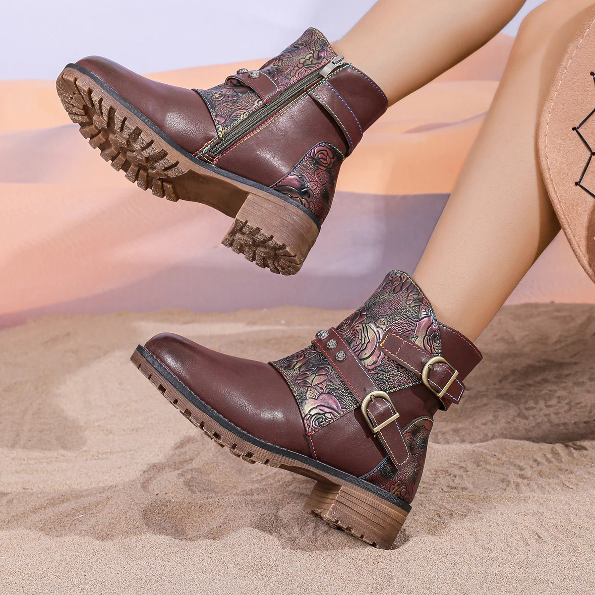 Fashionable Western Boots With Print For Women — image 3