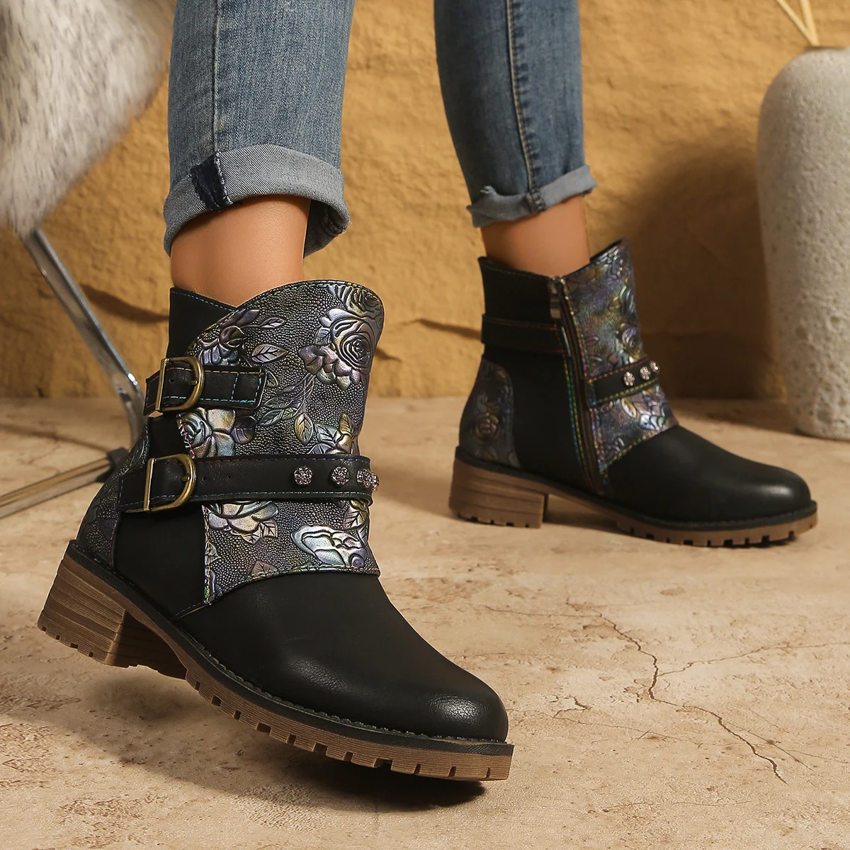 Fashionable Western Boots With Print For Women — image 4