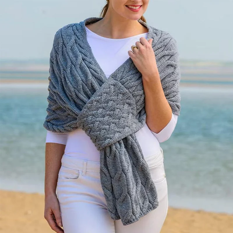 Fashionable Womens Knitted Shawl Scarf — image 4