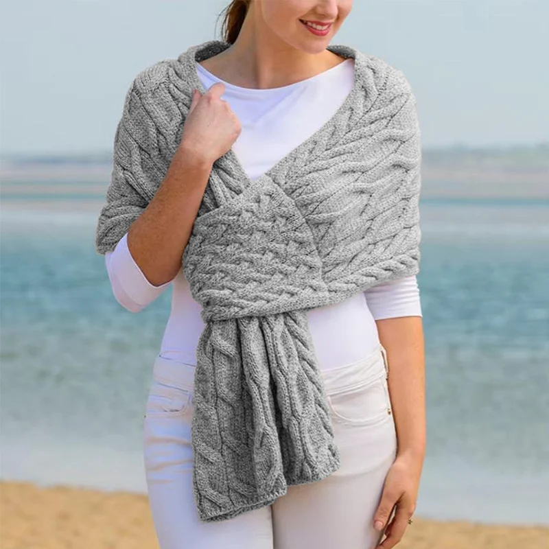 Fashionable Womens Knitted Shawl Scarf — variant image