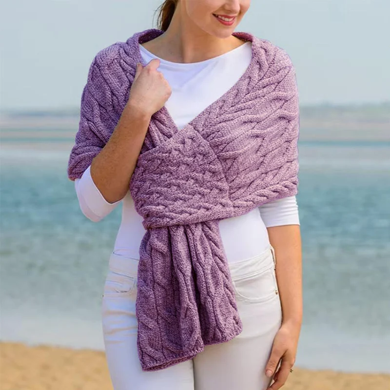 Fashionable Womens Knitted Shawl Scarf — image 3