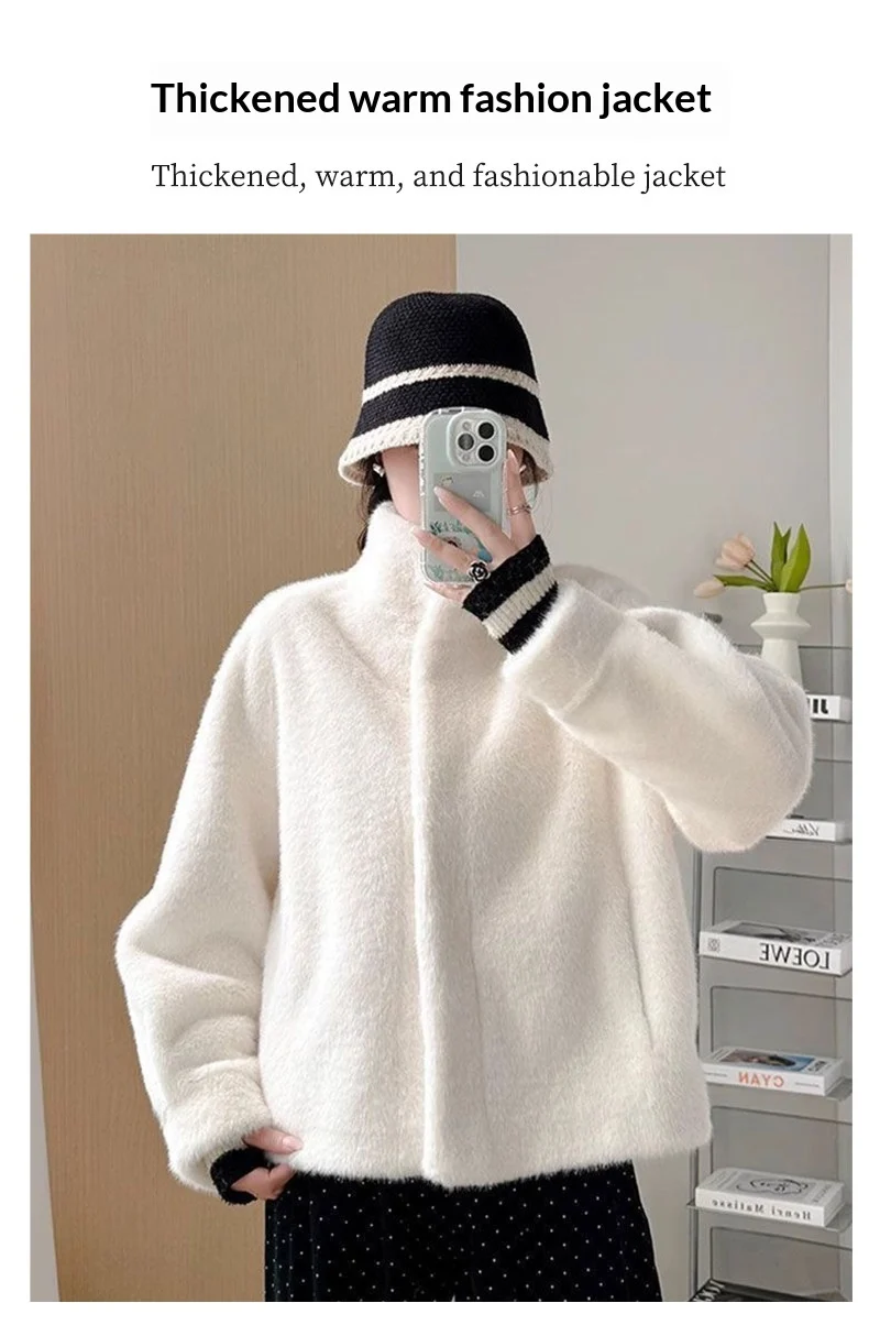 Faux Fur Coat With A Fluffy Stand-up Collar Top — image 5