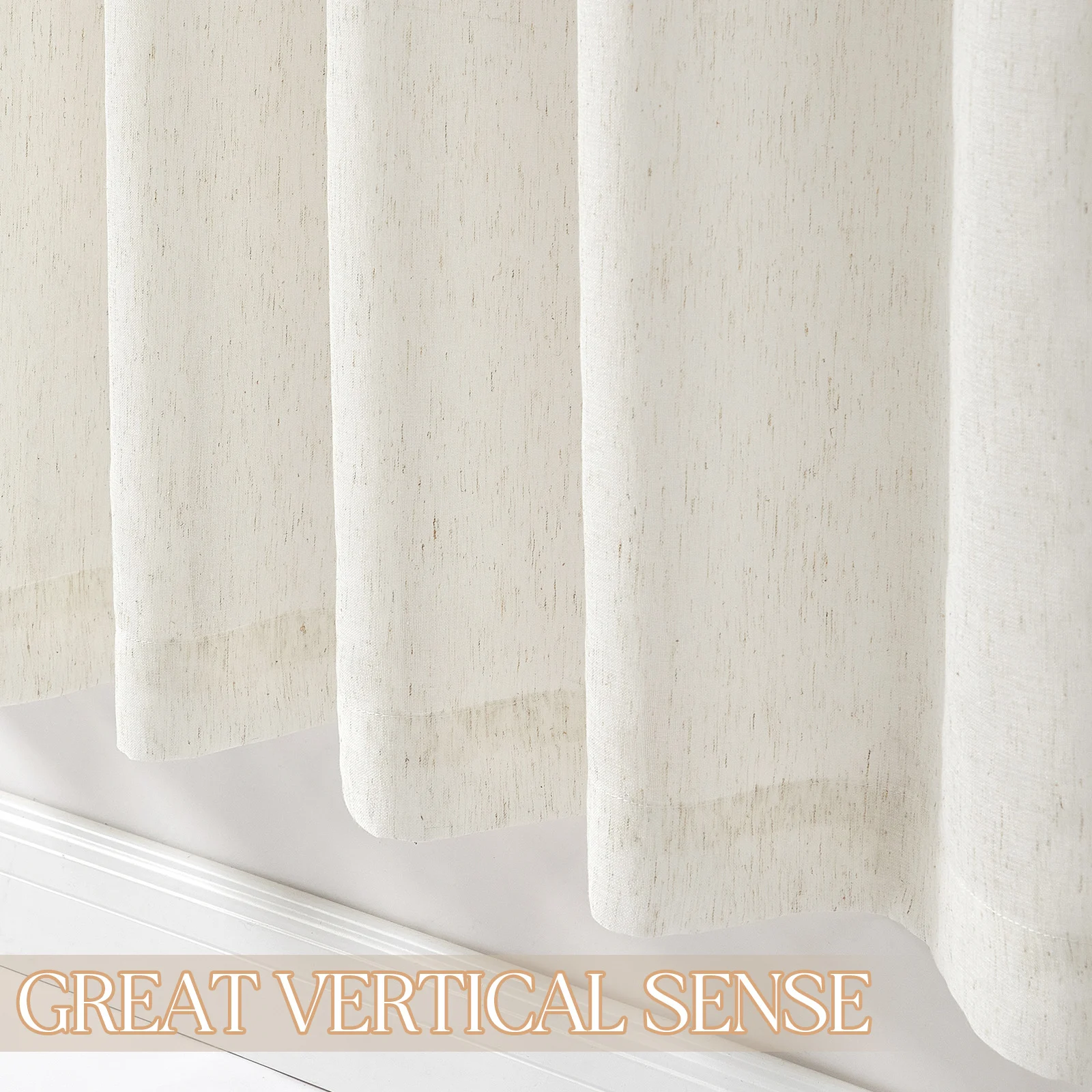 Faux Linen Grommet Sheer Curtains, Solid Color Semi Transparent Voile Curtain Panels,… — image 6