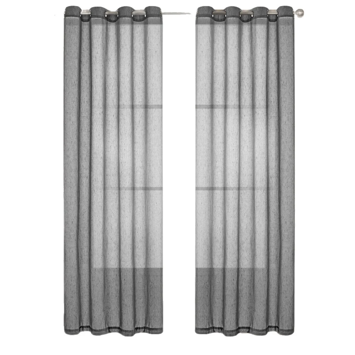 Faux Linen Grommet Sheer Curtains, Solid Color Semi Transparent Voile Curtain Panels,… — image 7