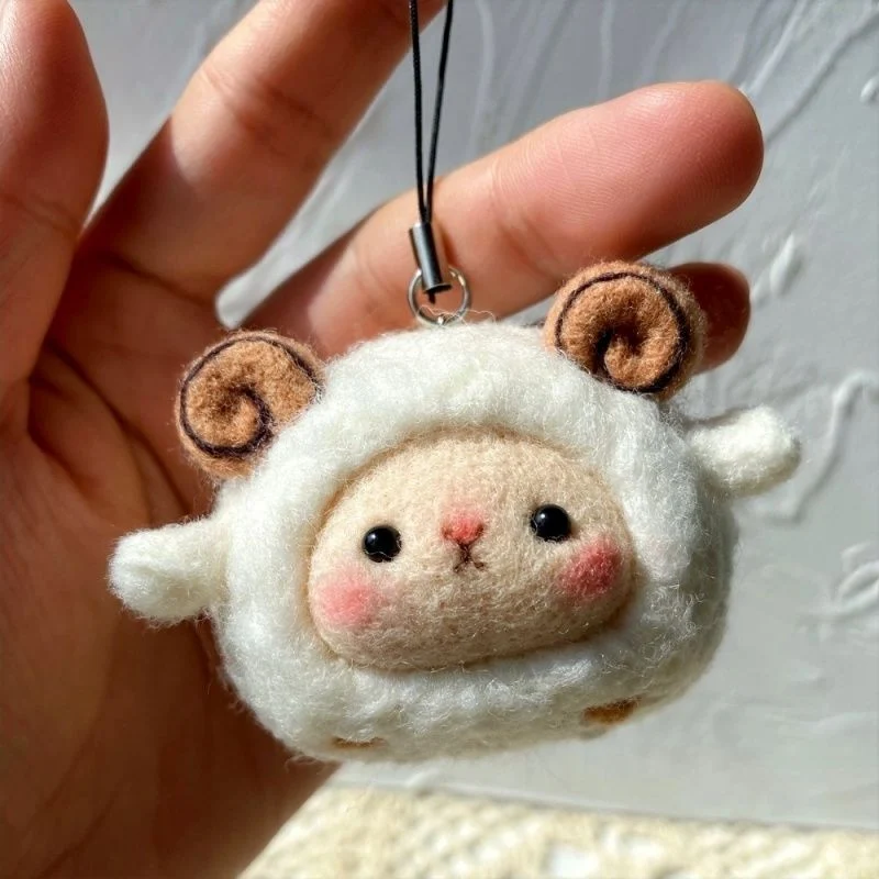 Felt Needle-poking Craft Kit DIY Cloud And Little Sheep Keychain — image 3