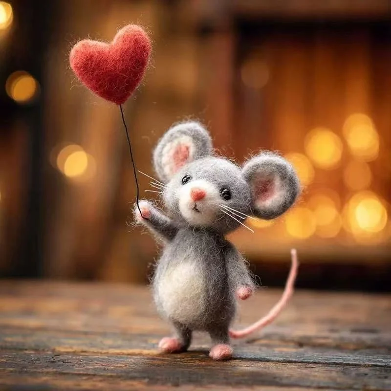 Felt-poking Heart-shaped Balloon Mouse — image 6