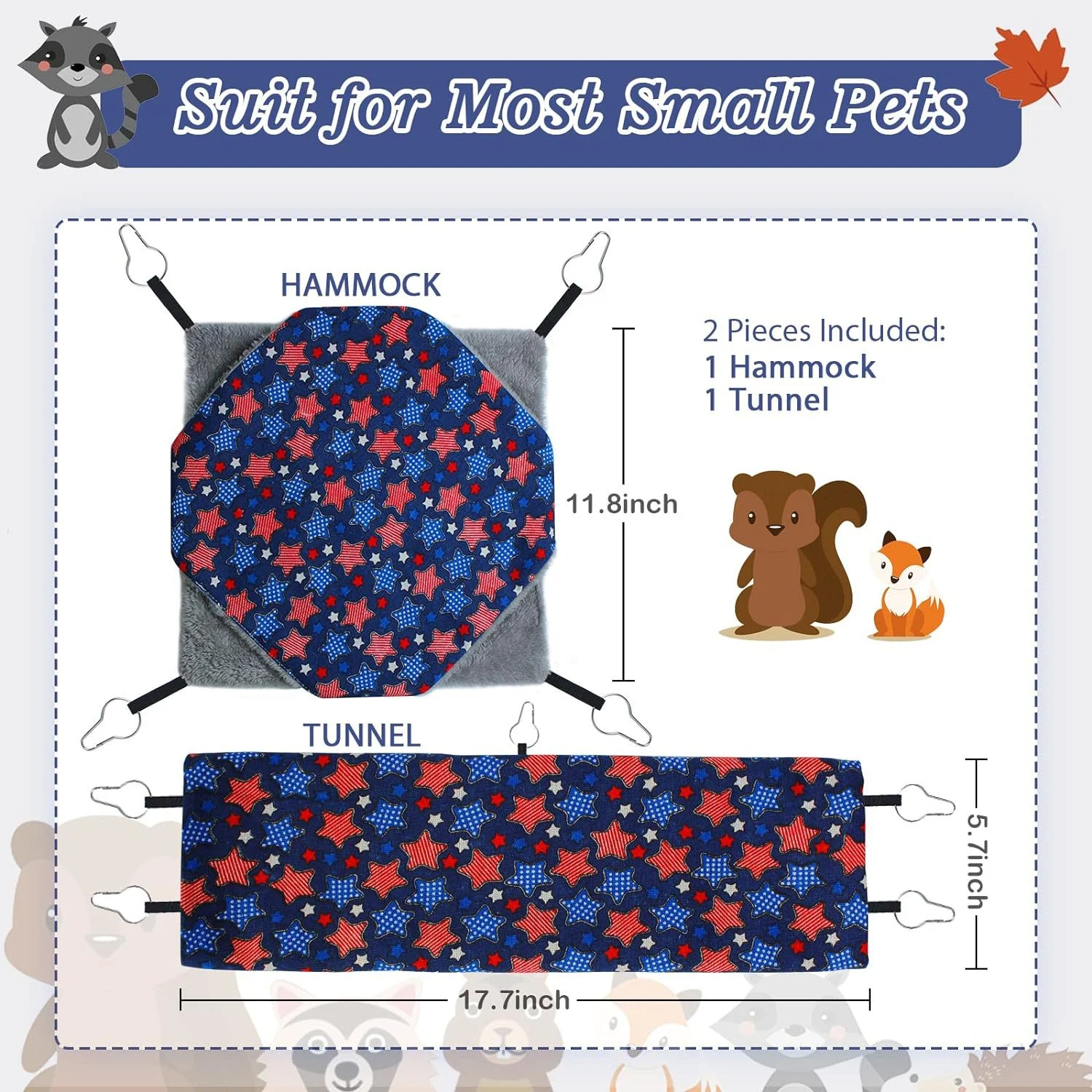 Ferret Small Pet Hammock Set Hanging And Tubular Tunnel — image 2