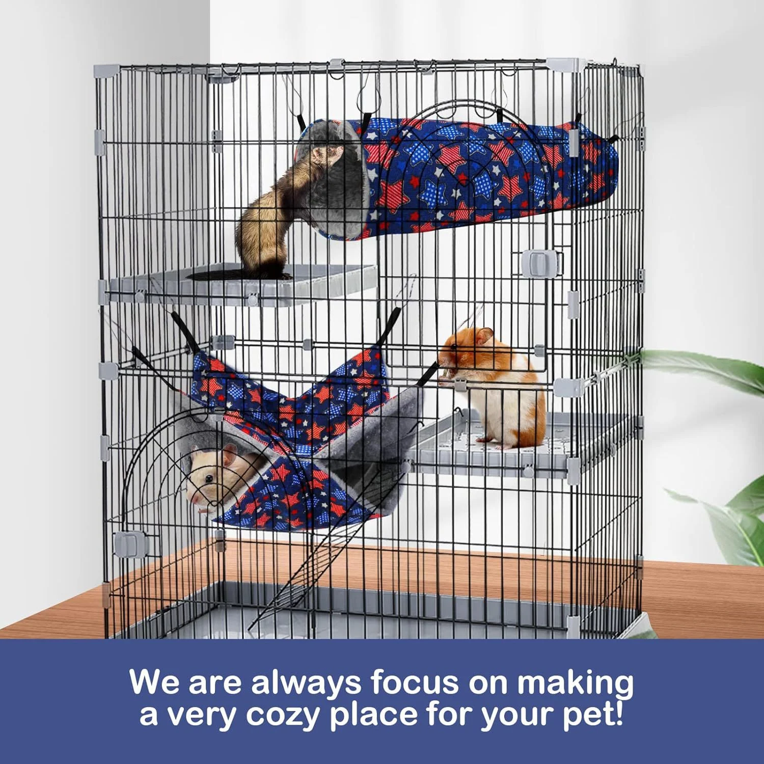 Ferret Small Pet Hammock Set Hanging And Tubular Tunnel — image 4