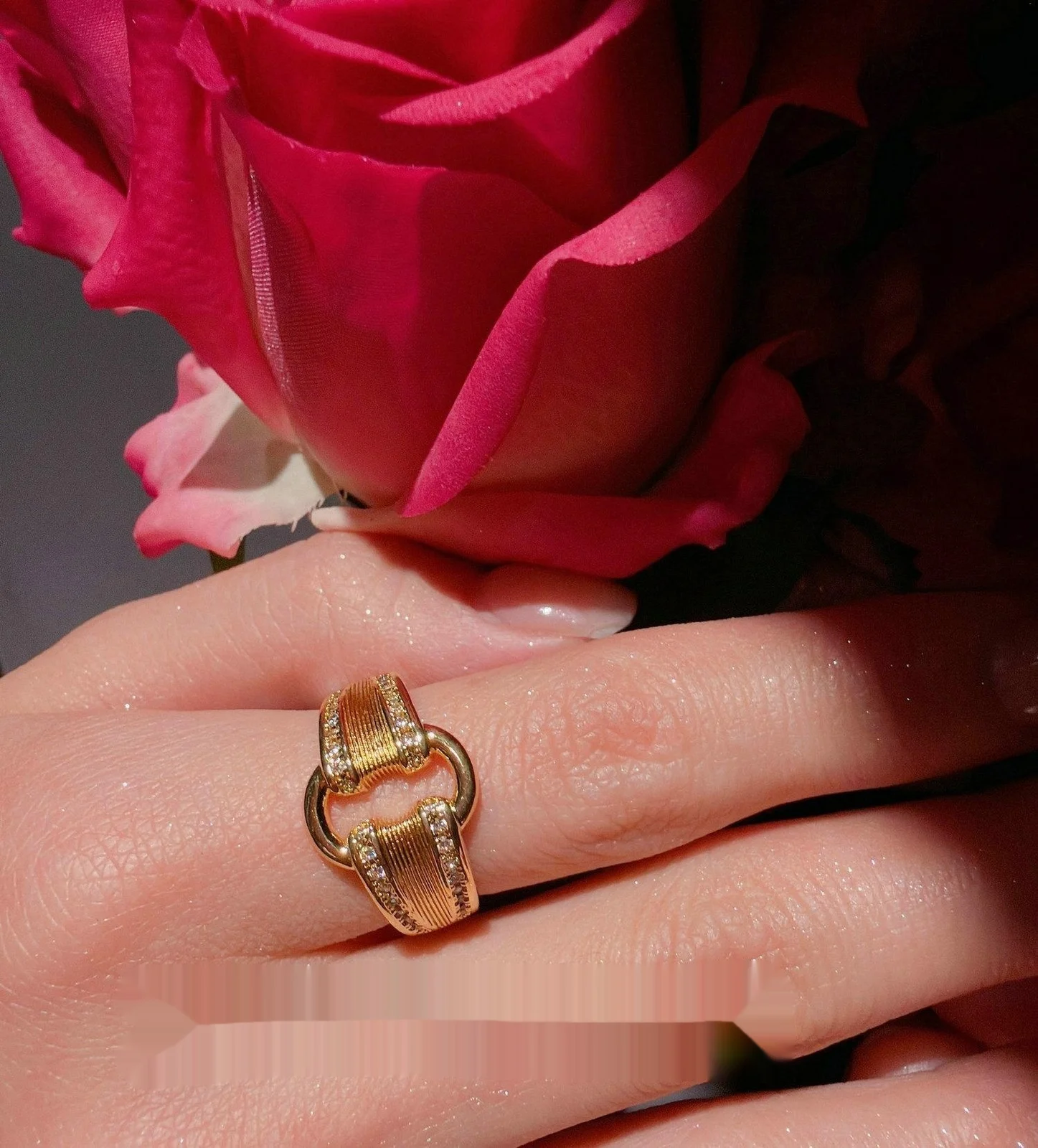 Filigree Double Lotus Flower Gemstone Ring — image 6