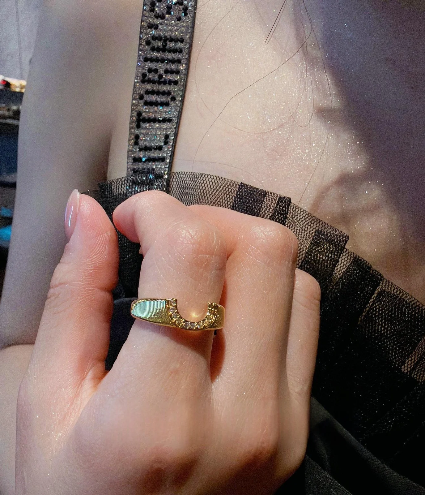Filigree Double Lotus Flower Gemstone Ring — image 4