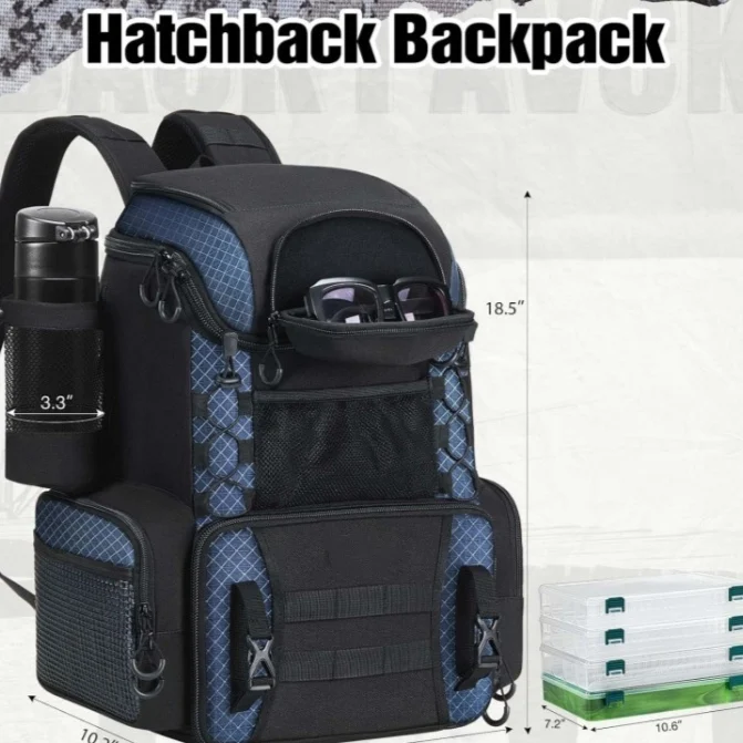 Fishing Tackle Backpack With Waterproof Rain Cover — image 2