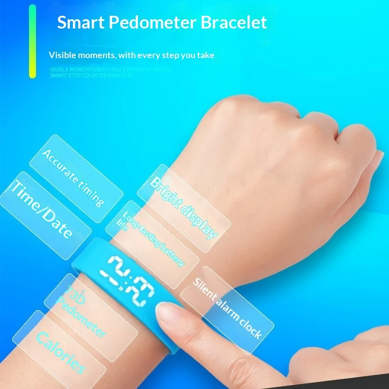 Fitness Smart Bracelet Waterproof Pedometer LED Watch Vibration Alarm Student… — image 2