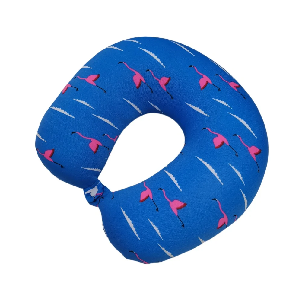 Flamingo Print Travel Neck Pillow, Soft Micro Bead U Shape Support Pillow For Airplane… — image 4