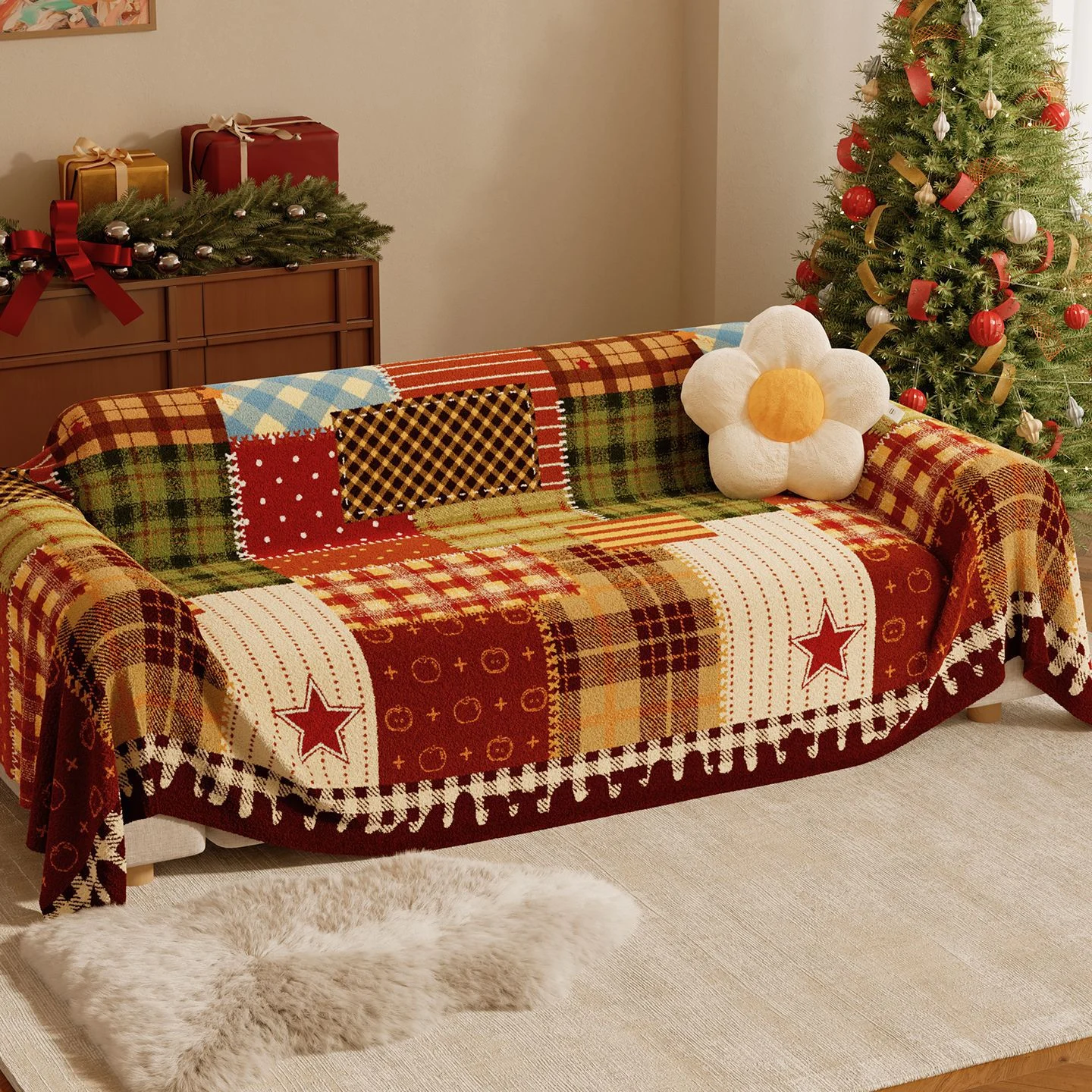 Flannel Sofa Cover Towel Blanket Cushion — image 5