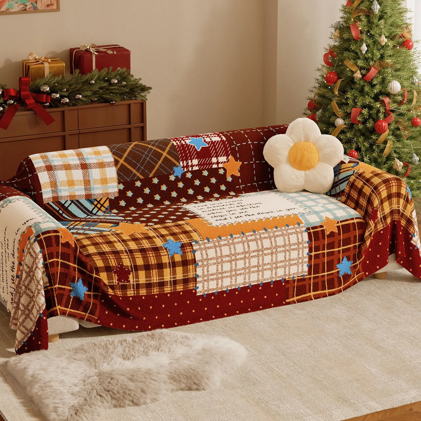 Flannel Sofa Cover Towel Blanket Cushion — image 3