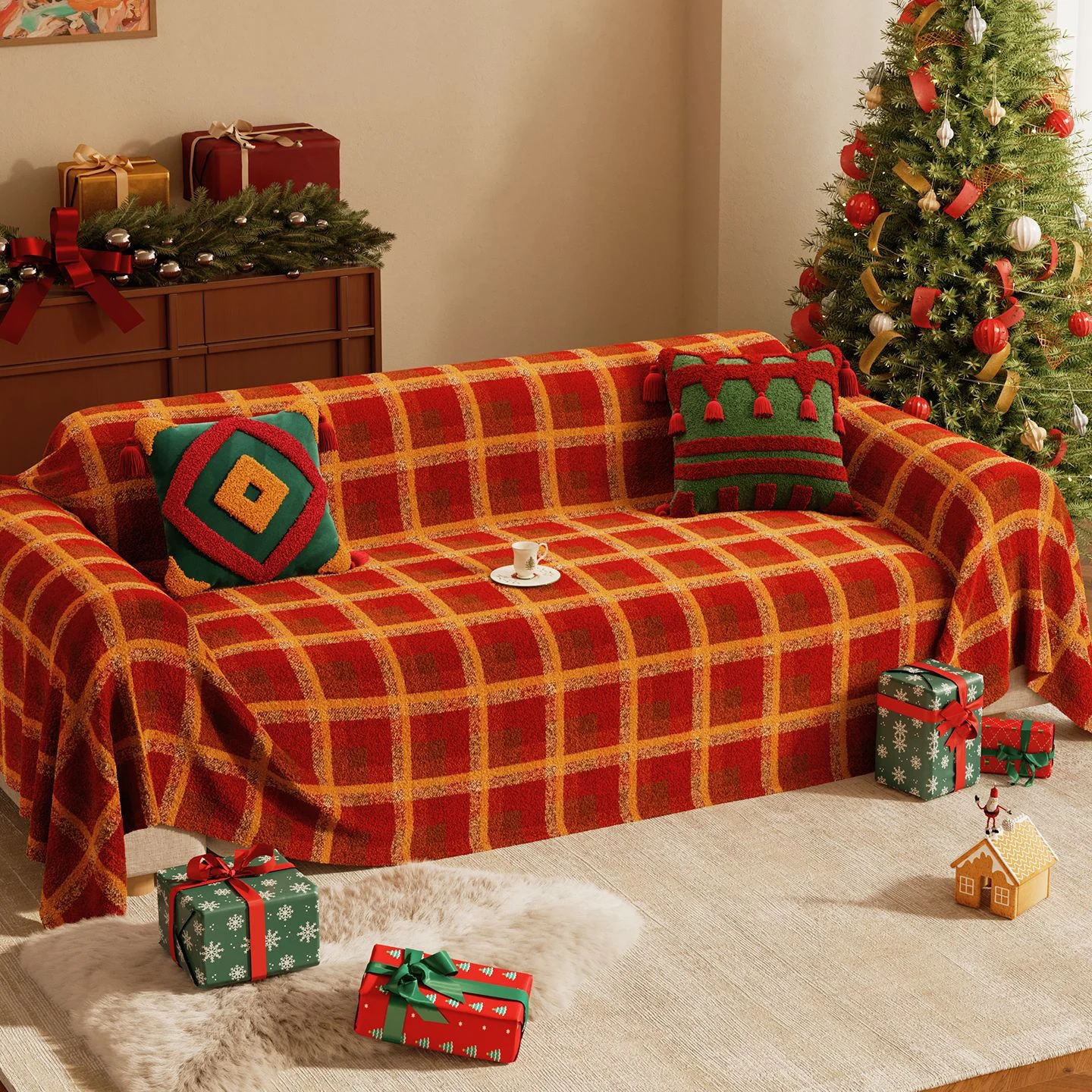 Flannel Sofa Cover Towel Blanket Cushion — image 2